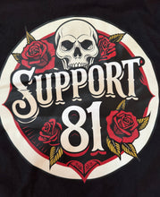 Load image into Gallery viewer, Support 81 Roses & Skull Womens Cropped Jersey Top | Black | Big Red Machine SFV