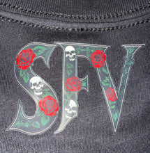 Load image into Gallery viewer, Support 81 Roses & Skull Womens Cropped Jersey Top | Black | Big Red Machine SFV