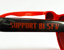 Load image into Gallery viewer, Support 81 SFV Two Tone Sunglasses | Black & Red Wayfarer Style | Big Red Machine