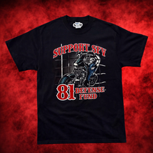 Load image into Gallery viewer, 81 SFV Defense Fund Tee | Black Graphic T-Shirt | Support 81 Big Red Machine