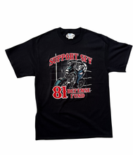 Load image into Gallery viewer, 81 SFV Defense Fund Tee | Black Graphic T-Shirt | Support 81 Big Red Machine