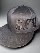 Load image into Gallery viewer, SFV Black/Black Embroidered Snapback Hat