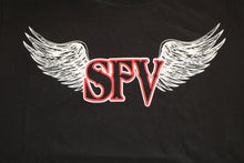 Load image into Gallery viewer, SFV Ladies Wings Tee | Black Fitted Womens Tee | Big Red Machine Support 81
