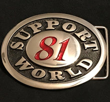 Load image into Gallery viewer, Support 81 World Belt Buckle | Handcrafted Pewter & Silver | Big Red Machine