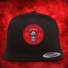 Load image into Gallery viewer, Viking Skull Support 81 Snapback Trucker Hat | Black &amp; Red | Big Red Machine
