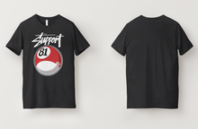 Load image into Gallery viewer, Support 81 SFV Billiard Ball Tee | Black Graphic T-Shirt | Big Red Machine
