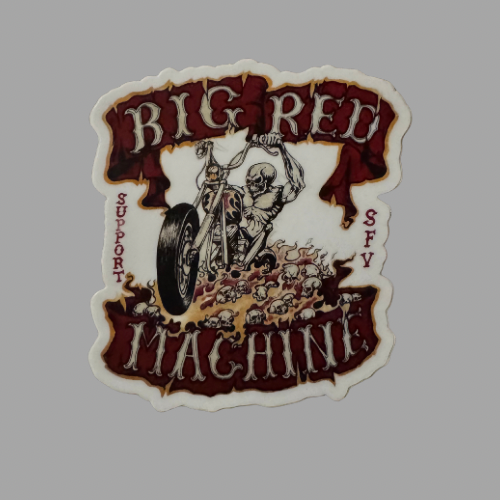 Big Red Machine Chopper and Skulls Vintage Design Sticker