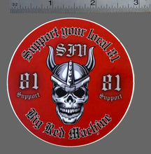 Load image into Gallery viewer, Viking Skull Support 81 Snapback Trucker Hat | Black &amp; Red | Big Red Machine

