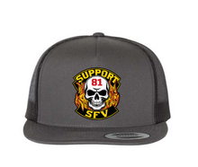 Load image into Gallery viewer, 81 Skull Flames Snapback Hat Grey/Orange
