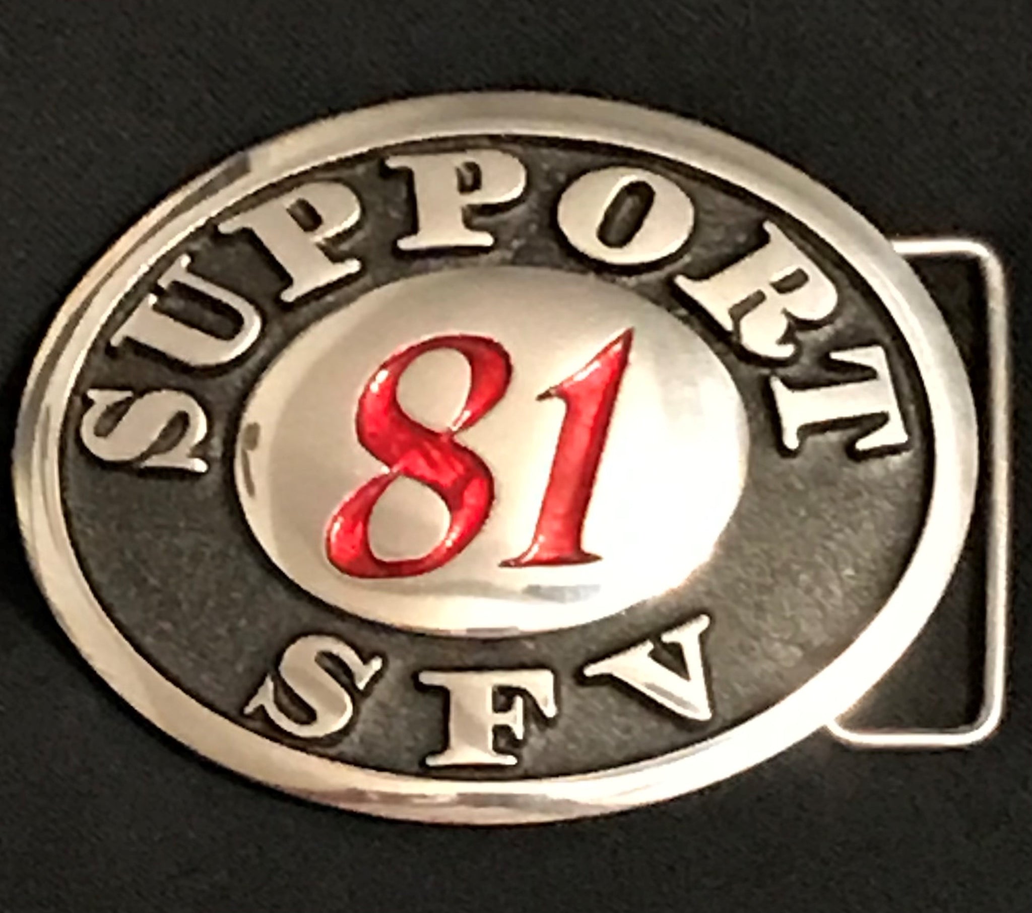 Support 81 SFV Belt Buckle | Handcrafted Pewter & Silver